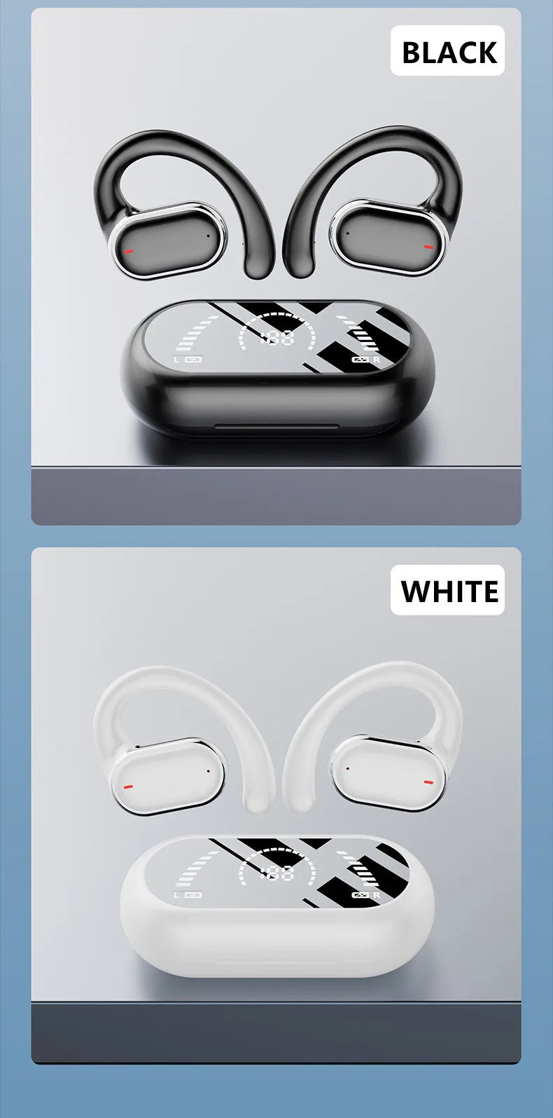 X91 X93 New Wireless Bluetooth Earphones with High Sound Quality Long Battery Life and Hanging Ear Digital Display Screen - Tasawoq