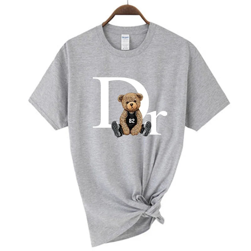 Luxury Brand Cute Bear Print Women T-shirt Tshirt Summer Graphic Fashion Female T Shirts Woman Clothing Free Shipping - Tasawoq