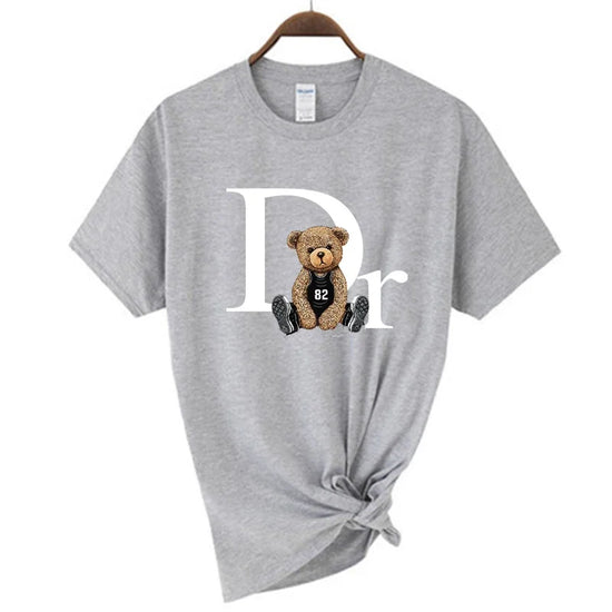 Luxury Brand Cute Bear Print Women T-shirt Tshirt Summer Graphic Fashion Female T Shirts Woman Clothing Free Shipping - Tasawoq