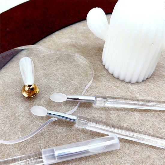 1/3/5pcs Flat Silicone Applicator Sticks Reusable Lip Brush With Cover For Dust Prevention Silicone Nail Powder Applying Tools - Tasawoq