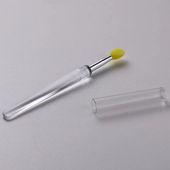 1/3/5pcs Flat Silicone Applicator Sticks Reusable Lip Brush With Cover For Dust Prevention Silicone Nail Powder Applying Tools - Tasawoq