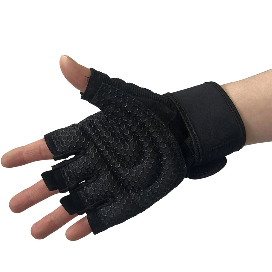 Workout Gloves for Men Women Half Finger Glove with Wrist Wrap for Sport Weight Lifting Training Bicycle Motorcyclist Gym Glove - Tasawoq